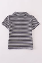 Load image into Gallery viewer, Navy stripe football embroidery button down shirt
