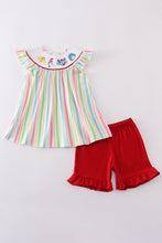 Load image into Gallery viewer, Stripe Dr. Seuss embroidery smocked set
