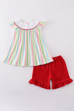 Load image into Gallery viewer, Stripe Dr. Seuss embroidery smocked set
