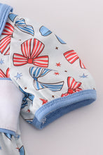 Load image into Gallery viewer, Bow trellis print embroidery ruffle bubble
