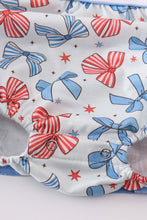Load image into Gallery viewer, Bow trellis print embroidery ruffle bubble
