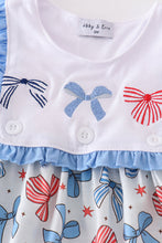 Load image into Gallery viewer, Bow trellis print embroidery ruffle bloomer set
