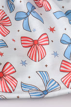 Load image into Gallery viewer, Bow trellis print embroidery ruffle bloomer set
