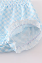 Load image into Gallery viewer, Blue hydrangea bow print ruffle bloomer set
