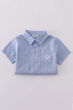 Load image into Gallery viewer, Premium Blue cross embroidery button down shirt
