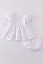 Load image into Gallery viewer, Premium white floral embroidery bloomer set
