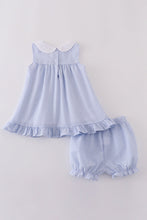 Load image into Gallery viewer, Premium Blue sailboat embroidery bloomer set
