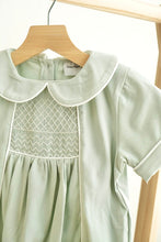 Load image into Gallery viewer, Sage hand-smocked boy bubble
