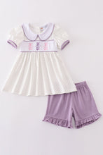 Load image into Gallery viewer, Purple ballet embroidery girl set
