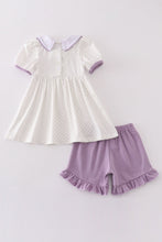 Load image into Gallery viewer, Purple ballet embroidery girl set
