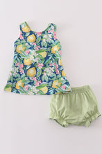 Load image into Gallery viewer, Greem lemon print girl bloomer set
