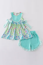 Load image into Gallery viewer, Ocean bloom print ruffle set
