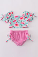 Load image into Gallery viewer, Blushing rose garden print girl 2pc swimsuit
