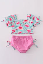 Load image into Gallery viewer, Blushing rose garden print girl 2pc swimsuit
