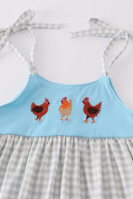 Load image into Gallery viewer, Blue farm chicken embroidery short set
