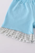 Load image into Gallery viewer, Blue farm chicken embroidery short set
