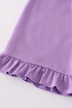 Load image into Gallery viewer, Purple sailboats embroidery ruffle shorts set
