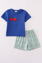 Load image into Gallery viewer, Blue apple french knot shorts set
